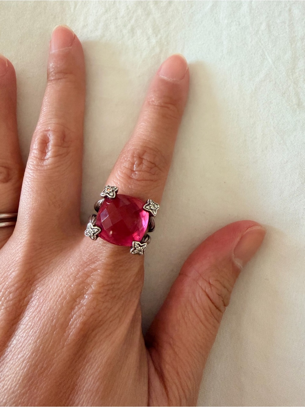 David Yurman Pink Tourmaline Ring 20mm, size 5